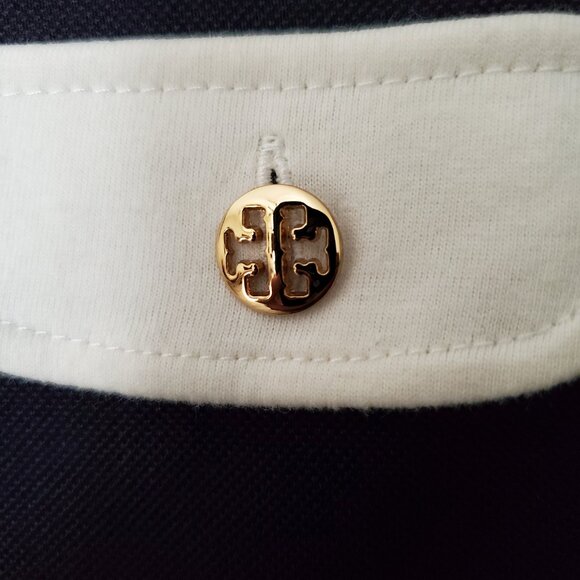 Tory Burch Silk-blend Navy Polo Shirt - Picture 4 of 8